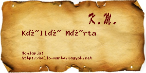 Kálló Márta névjegykártya